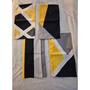 Set of 4 Modern Geometric Pillow Covers (18x18) – Mustard, Grey & Charcoal